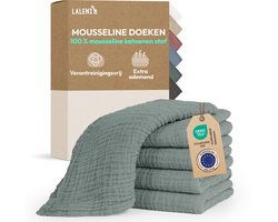 Laleni Hydrofiele Doeken - 100% Katoen - Mousseline - 70x70cm - Lichtgroen - Set van 5