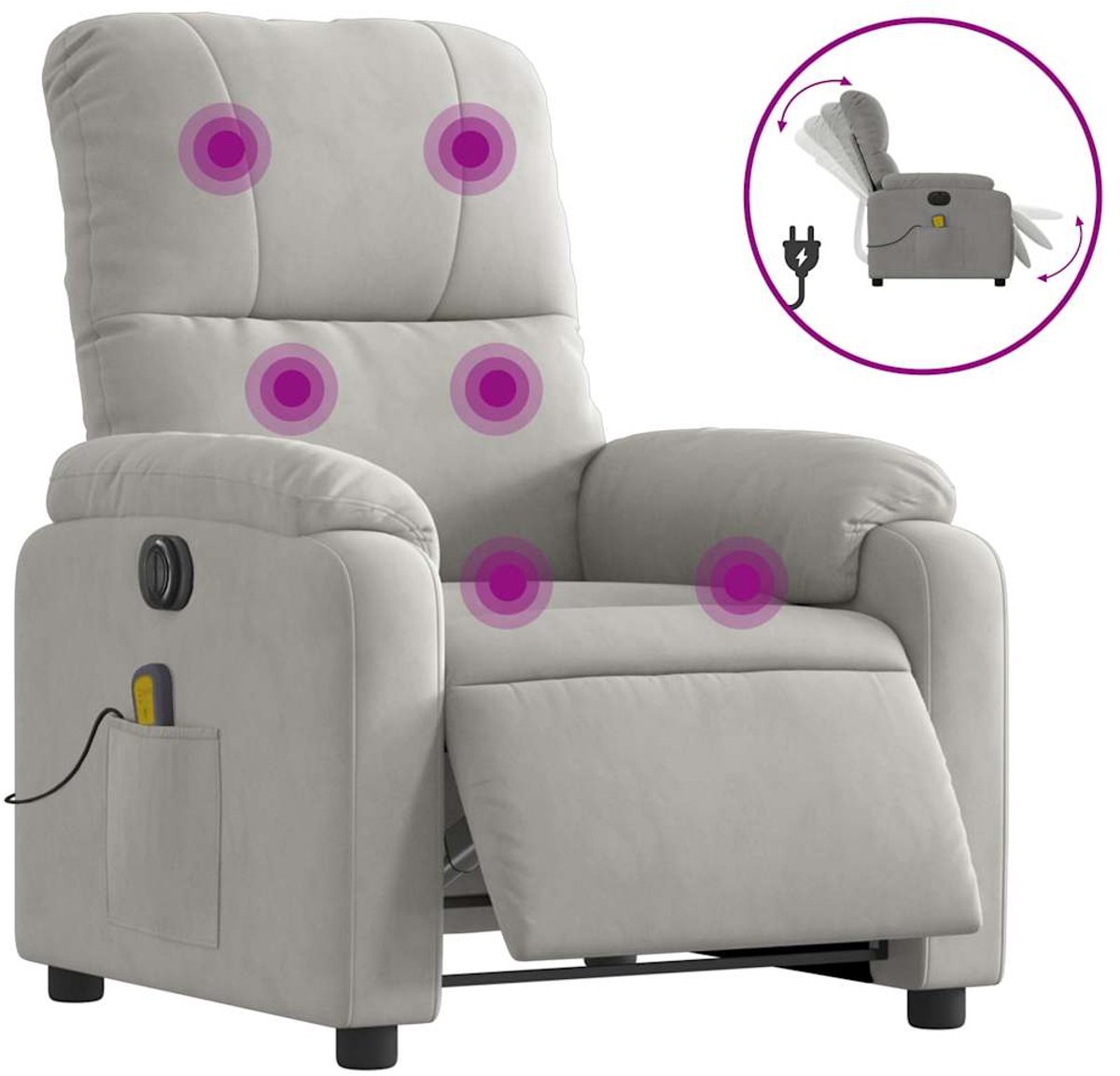 vidaXL Massagestoel - elektrisch - verstelbaar - microvezelstof - lichtgrijs