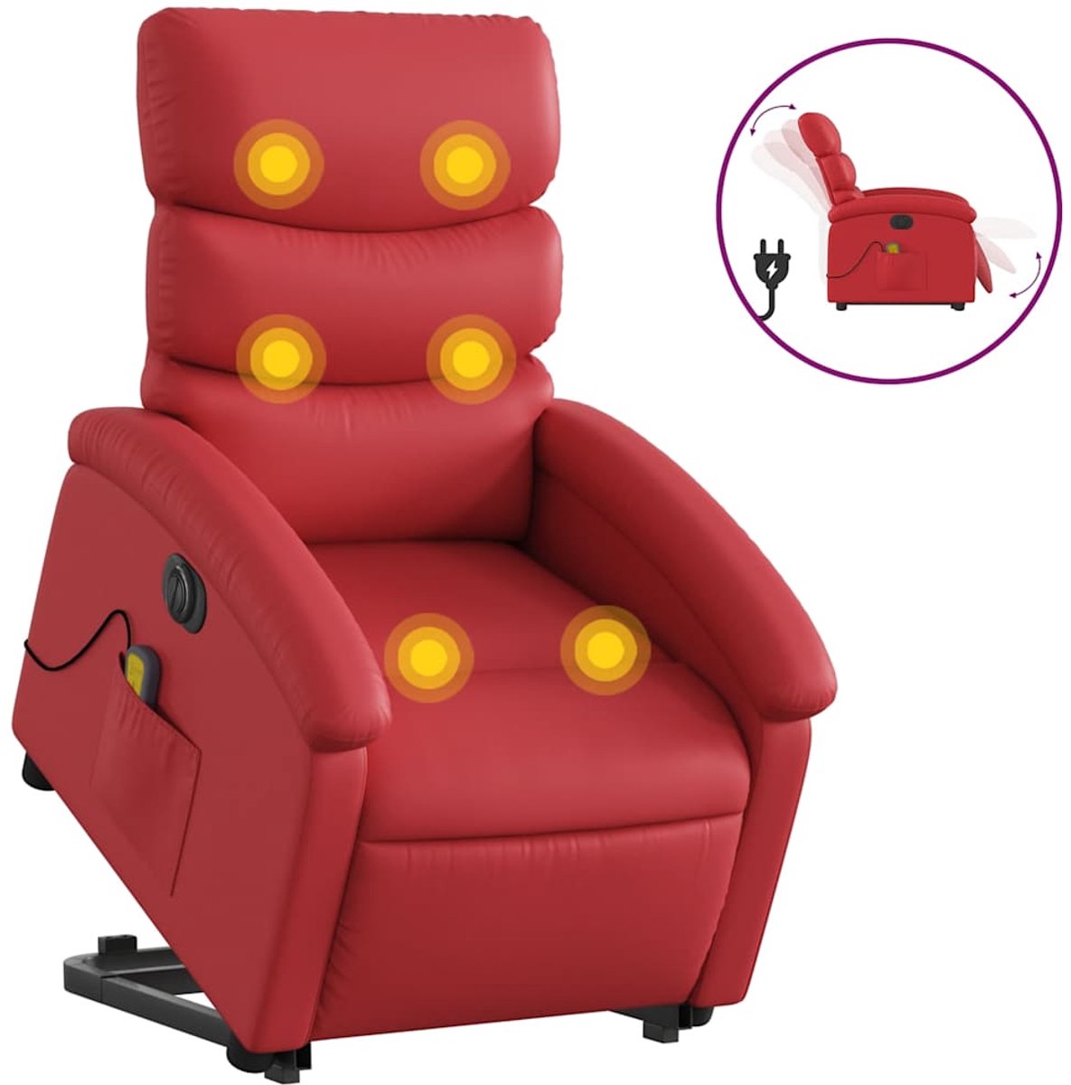 vidaXL Sta-op-massagestoel - elektrisch - kunstleer - rood