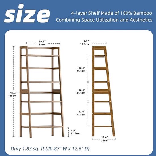 COSTWAY Boekenkast van bamboe met deuren, 4-laags rek met lamellendeurkast, vrijstaande opbergkast voor woonkamer, werkkamer, keuken, 60 x 33 x 116 cm