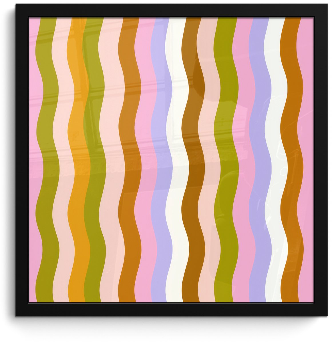 FrameYourWall Poster in lijst - Fotolijst 40x40 cm - Posters - lijnen - Golven - Pastelkleuren - Patroon - Posterlijst zwart - Decoratie - Wanddecoratie woonkamer - Muurdecoratie slaapkamer