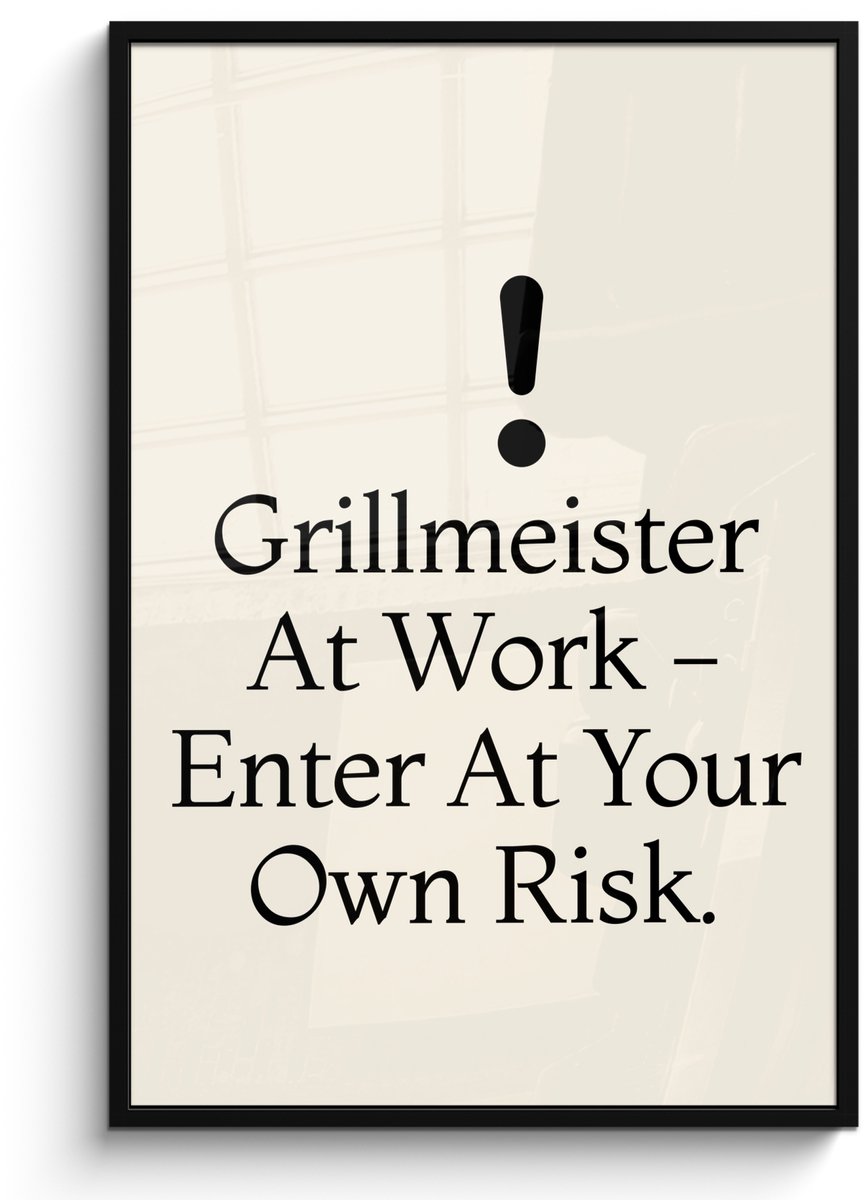 FrameYourWall Poster in lijst - Fotolijst 80x120 cm - Posters - Grill - Uitroepteken - Zwart - Tekst - Posterlijst zwart - Decoratie - Wanddecoratie woonkamer - Muurdecoratie slaapkamer Tekst - Grill