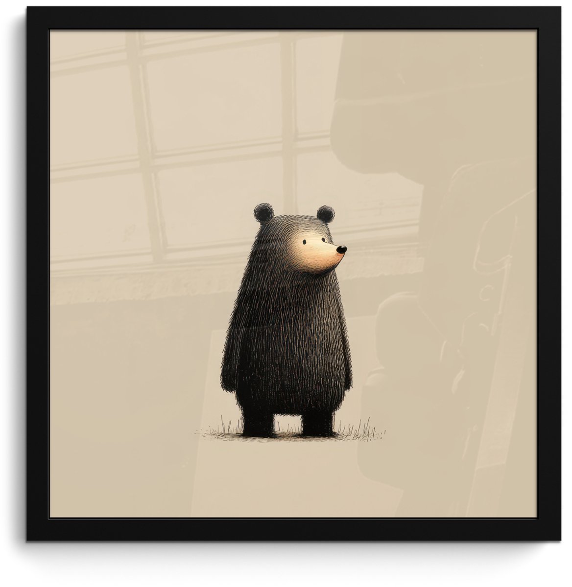 FrameYourWall Poster in lijst - Fotolijst 40x40 cm - Posters - Beer - Donkerbruin - Minimalistisch - Posterlijst zwart - Decoratie - Wanddecoratie woonkamer - Muurdecoratie slaapkamer
