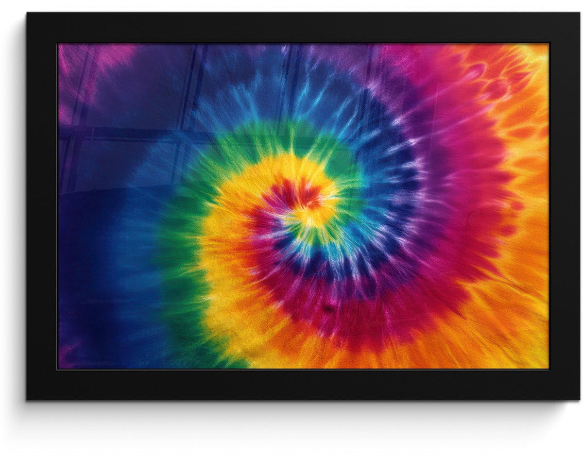 FrameYourWall Poster in lijst - Fotolijst 30x20 cm - Posters - Regenboogkleuren - Spiraal - Kleurrijk - Posterlijst zwart - Decoratie - Wanddecoratie woonkamer - Muurdecoratie slaapkamer Multicolor