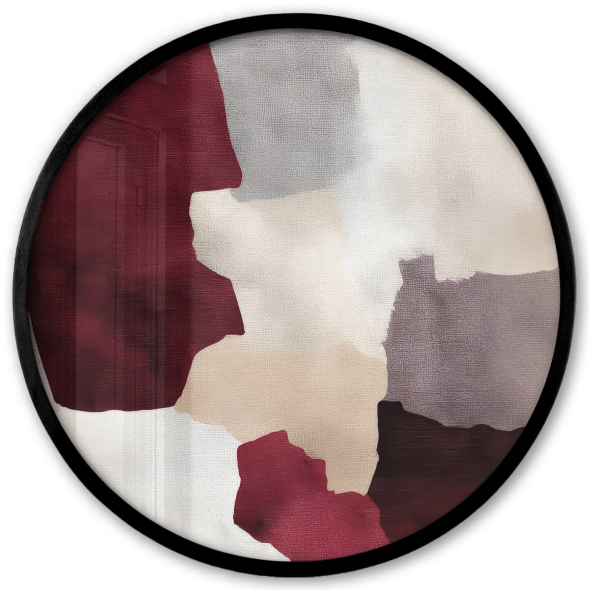 FrameYourWall Poster in lijst Rond - Fotolijst 40x40 cm - Posters - Abstract - Kleurbakken - Rood - Ronde posterlijst zwart - Decoratie - Wanddecoratie woonkamer - Muurdecoratie slaapkamer Abstract - Kleurvlakken