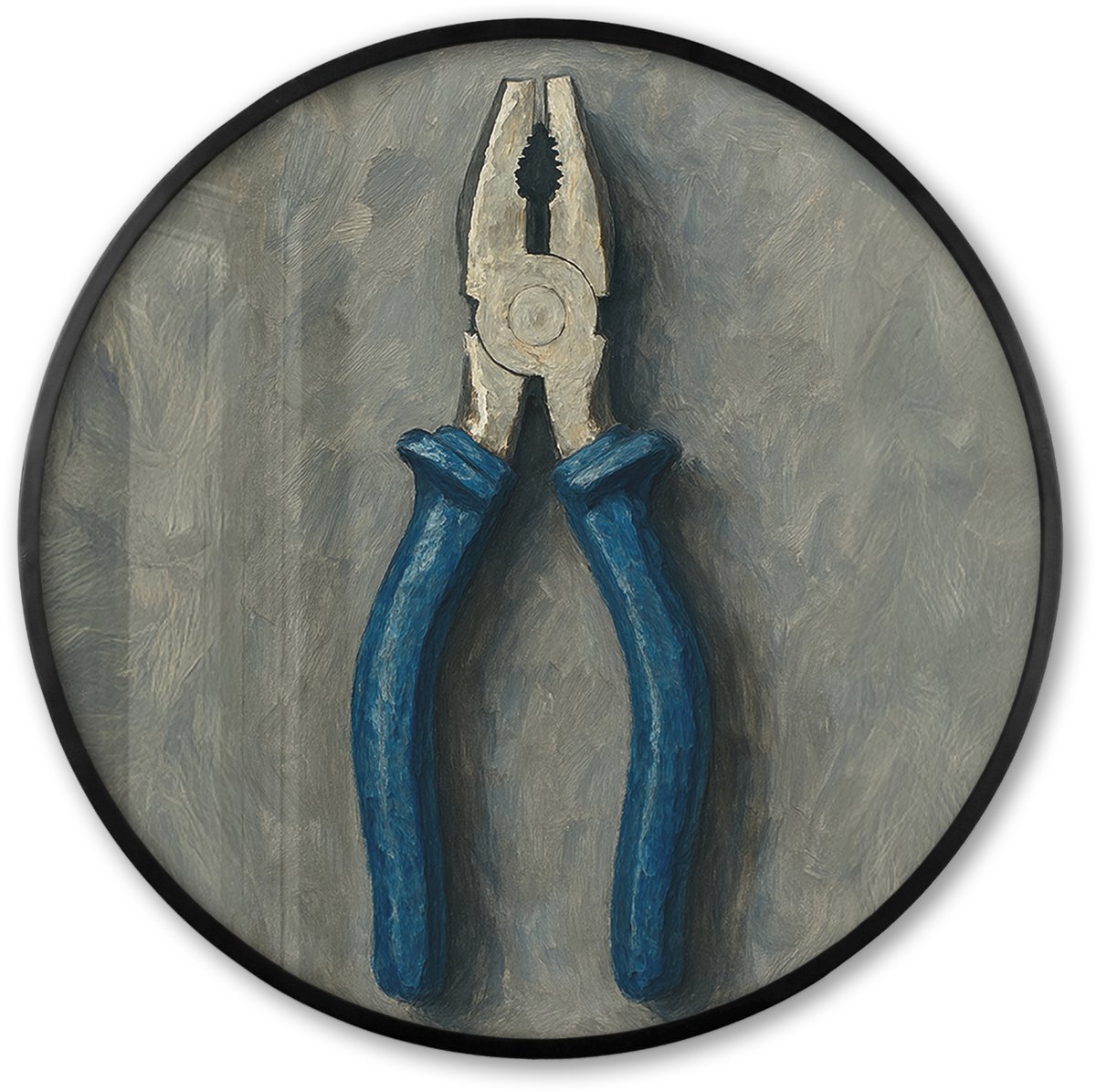 FrameYourWall Poster in lijst Rond - Fotolijst 80x80 cm - Posters - Tang - Schilderij - Textuur - Verf - Ronde posterlijst zwart - Decoratie - Wanddecoratie woonkamer - Muurdecoratie slaapkamer