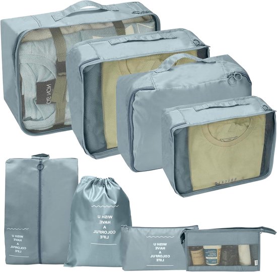 Premium 6 Set Verpakking Kubussen Essentiële Bagage Organizer Tassen Reisaccessoires Met Waszak Reizen Schoen Tas Rood Packing Cubes Backpack