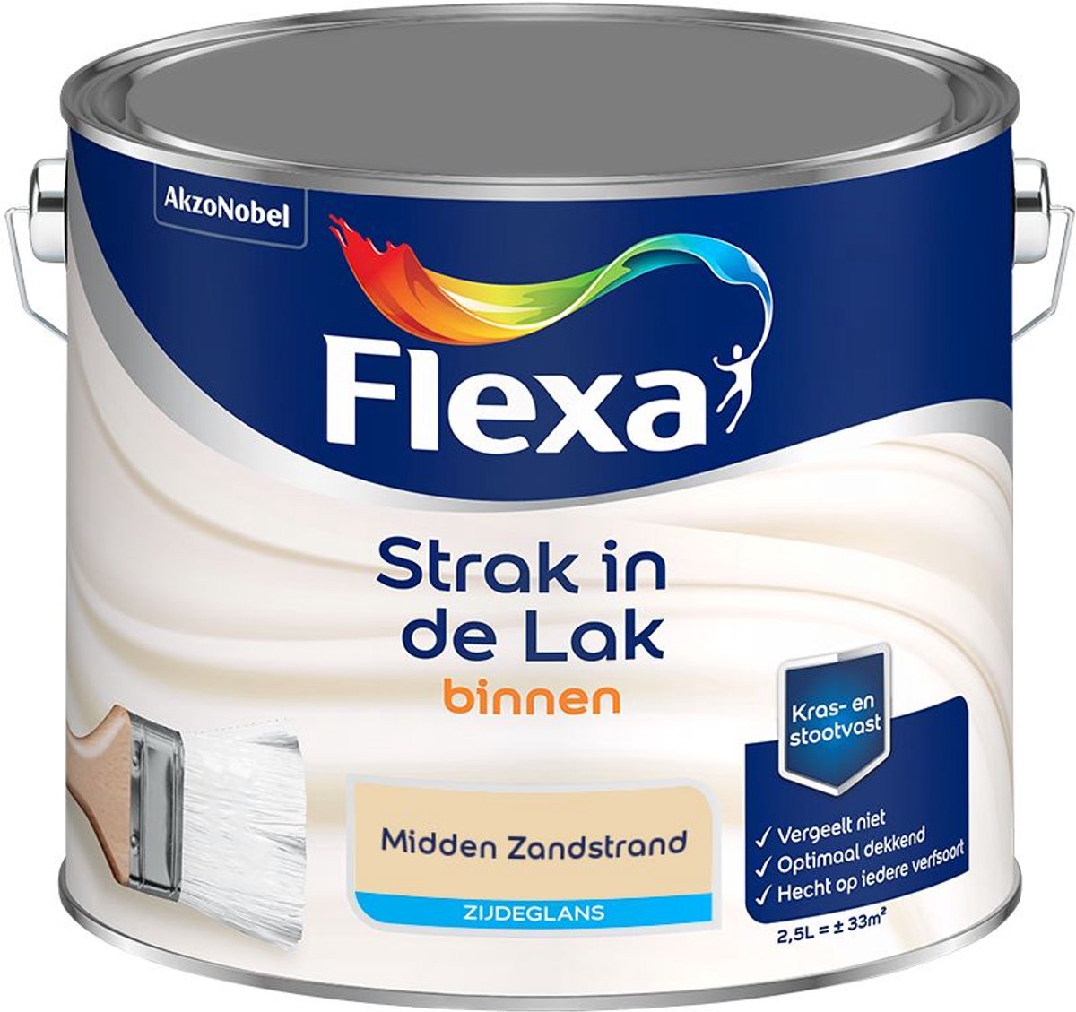 Flexa - Strak in de Lak Binnenlak Zijdeglans - Midden Zandstrand - Mengverf - 2.5 L
