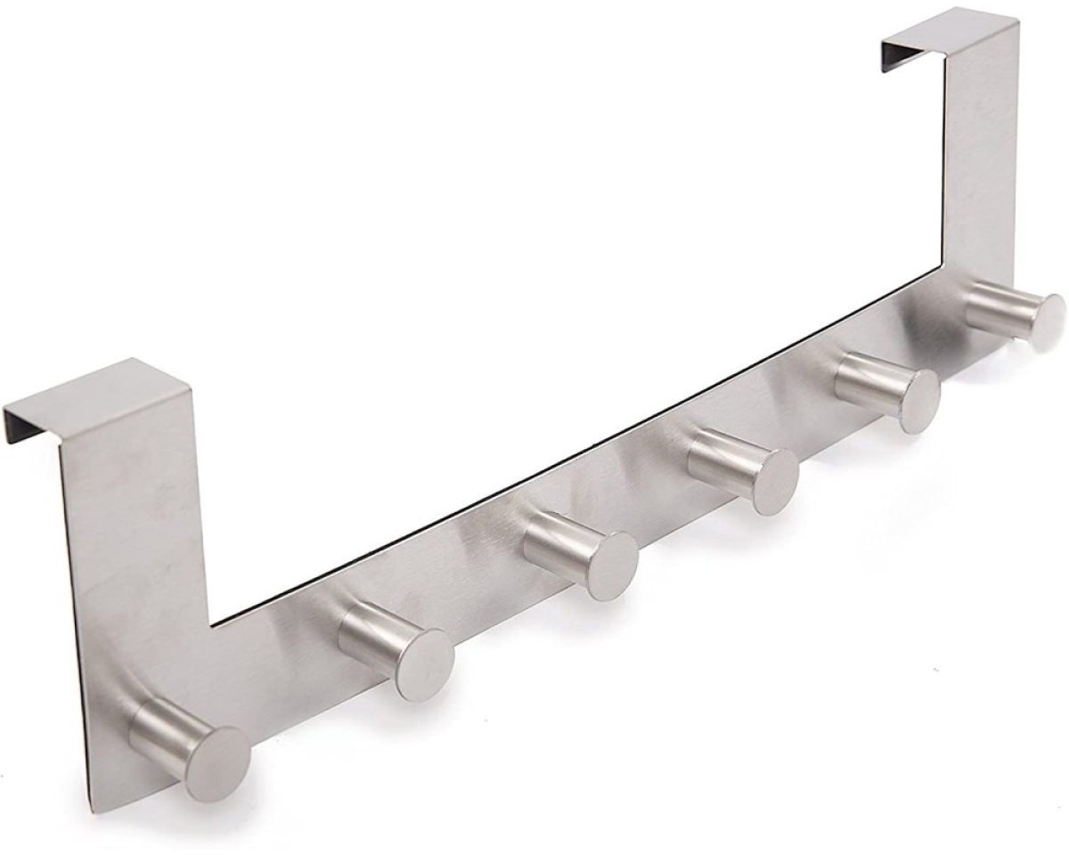 EXCITAT Kledinghanger voor over de deur - kan gebruikt worden als deurhaak - jashaak - roestvrij staal - 30 cm - 6 deurhaken - zilver