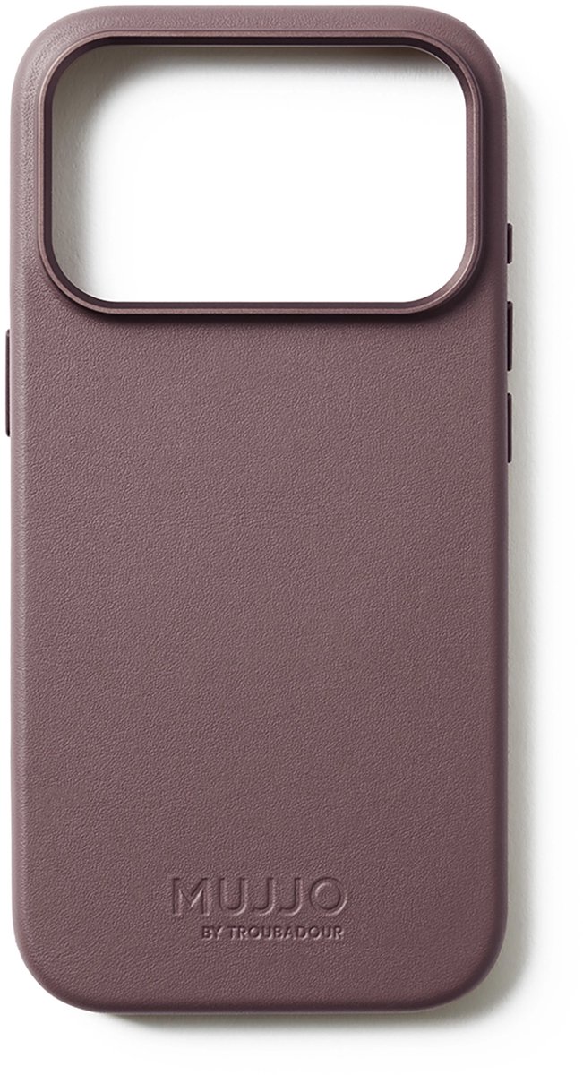 Mujjo Volledig lederen hoesje iPhone 17 Pro – 1mm verhoogde leren rand voor schermbeveiliging – Unieke patina met de tijd – Gemaakt van fijnkorrelig Deens kalfsleer - Rood