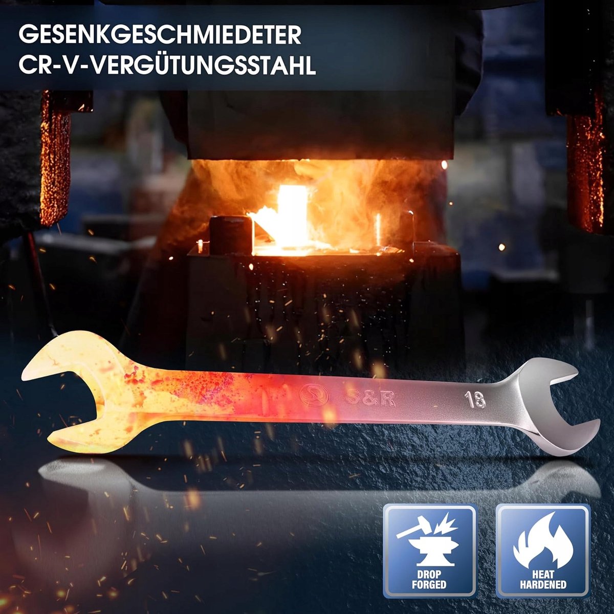 S&R Ringsleutel 27x32 mm Cr-V Professioneel Mat Verchroomd