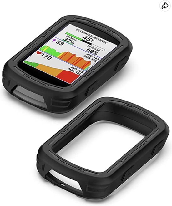 Beschermhoes + Tempered Glass Screenprotector voor Garmin Edge 540 / 840 – Siliconen Hoesje voor Fietsnavigatie – Schokbestendig – Zwart