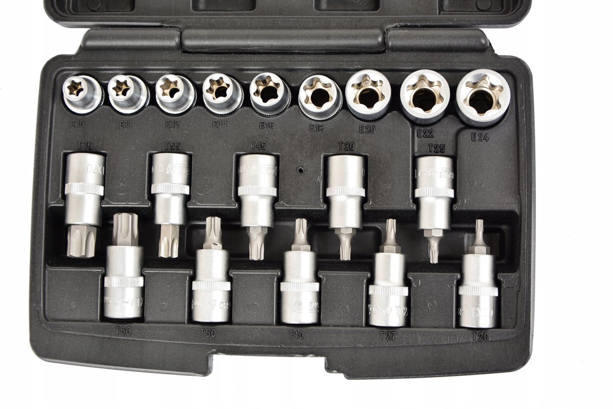 19-delige Torx & E-Torx doppenset 1/2" CR-V staal