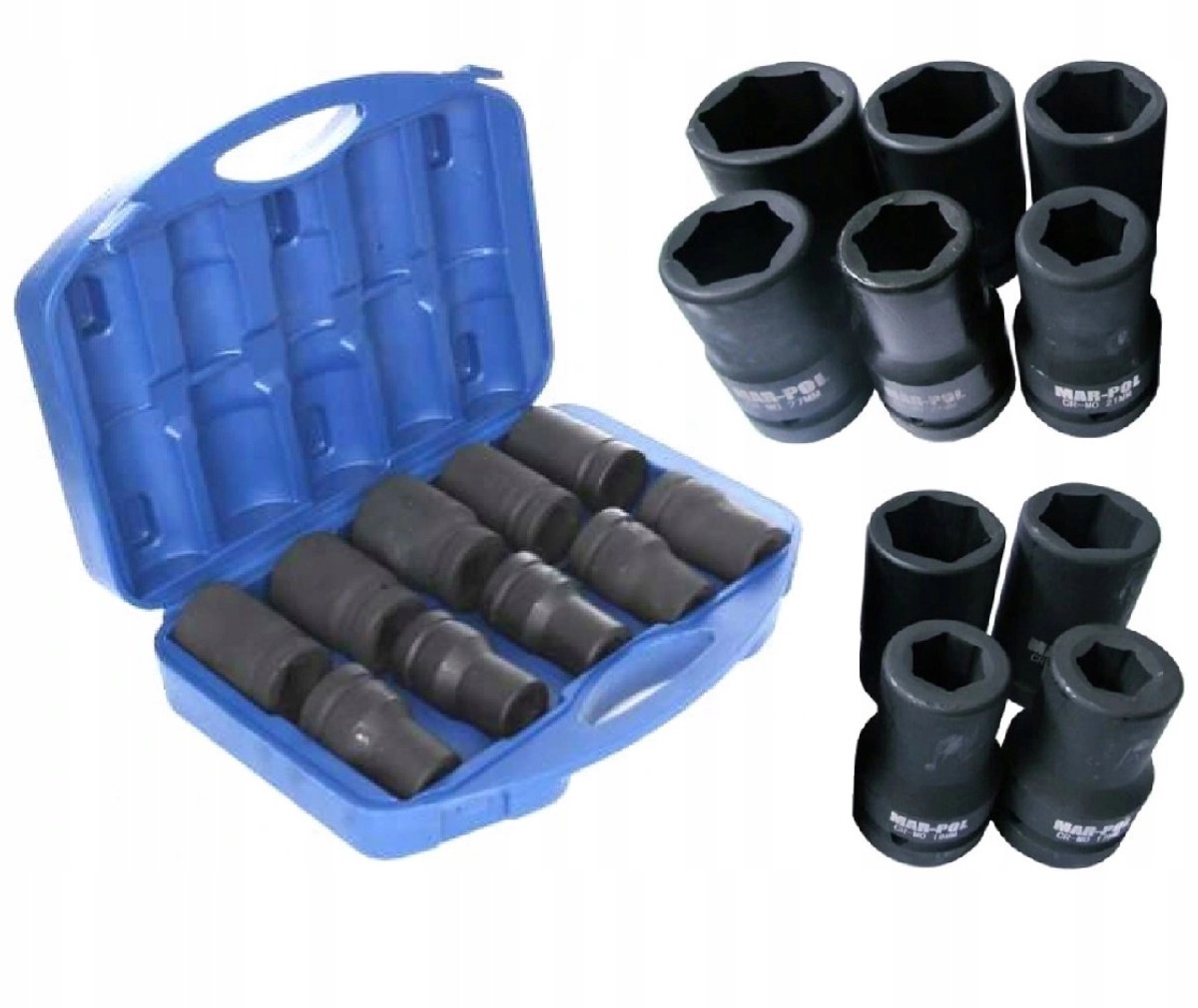 Falon-Tech FT1088 Slagdoppen Set 1" CR-V Staal 10-delig