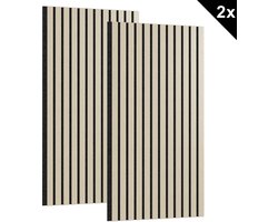 120x60cm Akoestische panelen set van 2 wandpanelen wandbekleding van houtfineer en vilt geluidsisolerend, Wit eiken