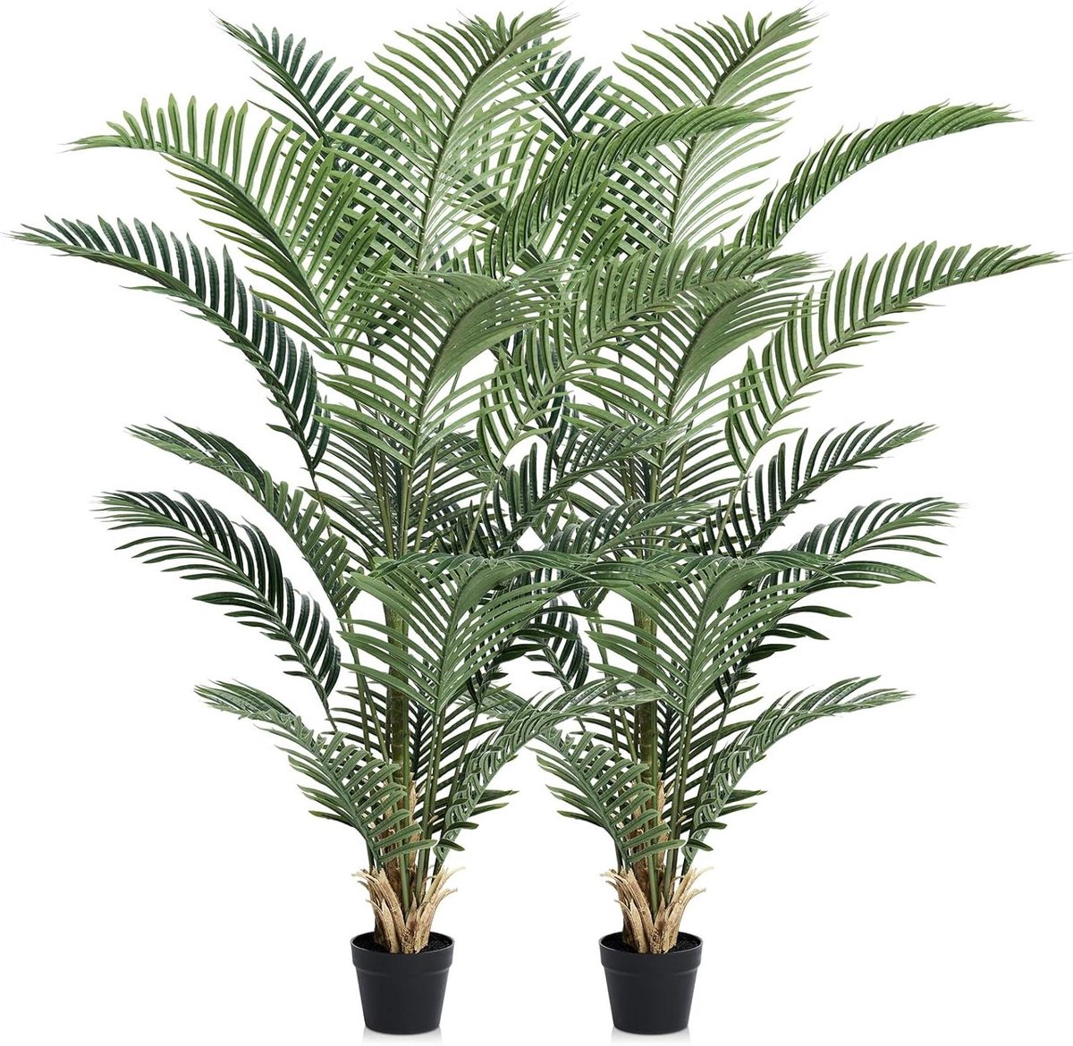 Provento Kunstpalm 150 cm hoog, kunstplant met UV-bescherming voor binnen en buiten - decoratieve kamerplant voor woonkamer, balkon en badkamer - verpakking van 2 stuks