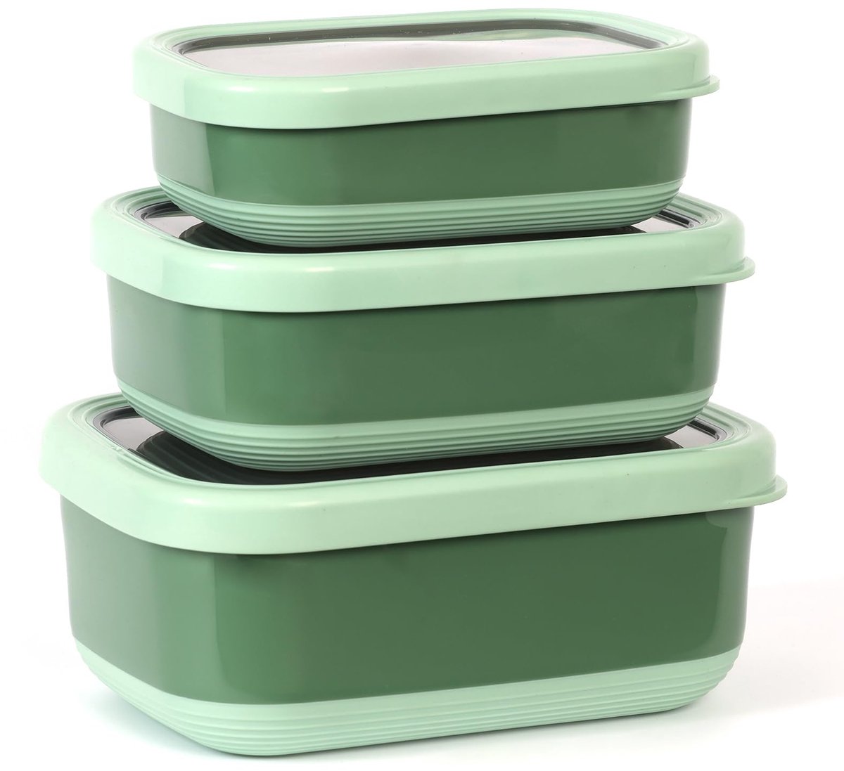 Unyqoos® set van drie roestvrijstalen lunchboxen met lekvrije deksels