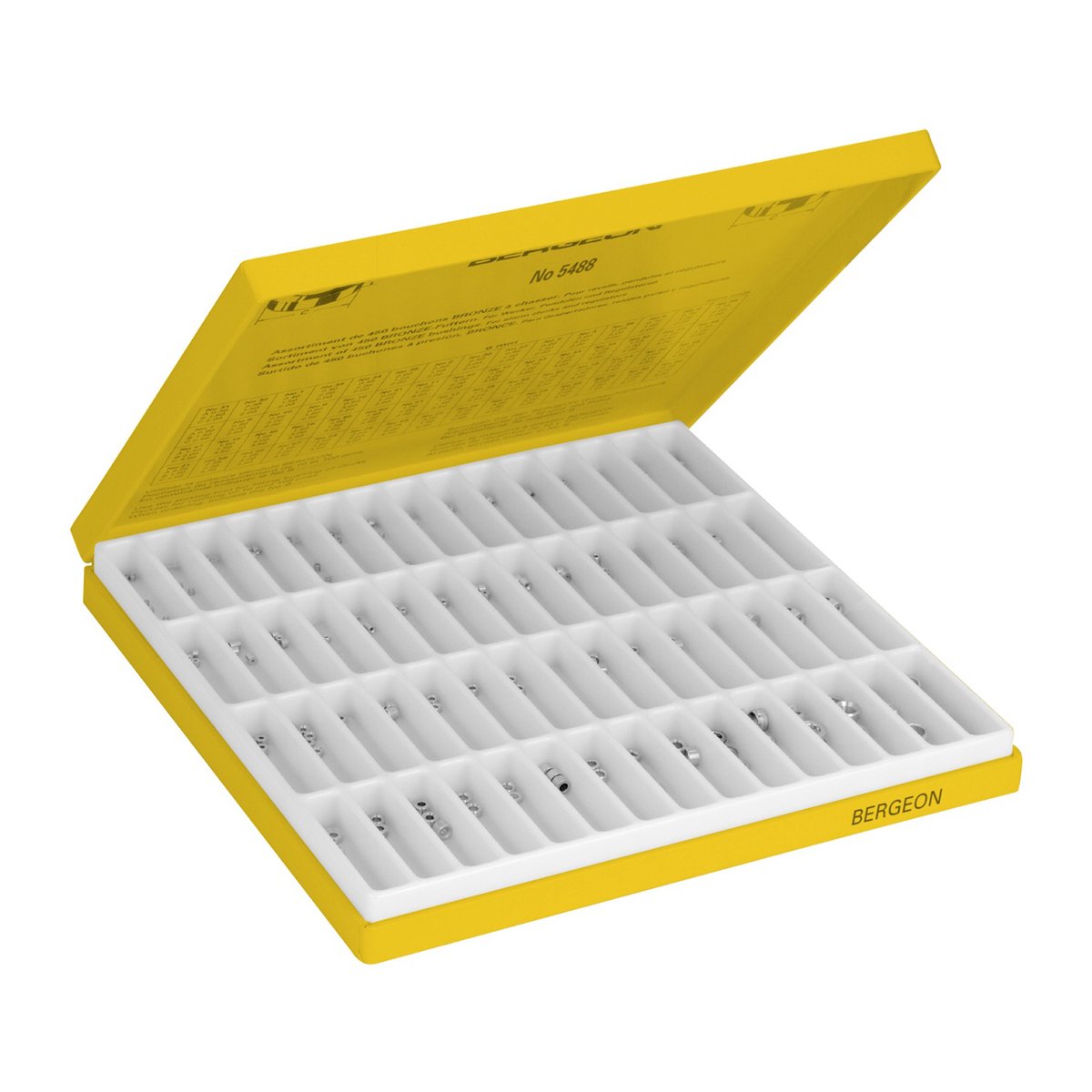 Bergeon perslagerassortiment 5488, messing, inhoud 450 stuks, voor wekkers, slingerklokken en regulateurs