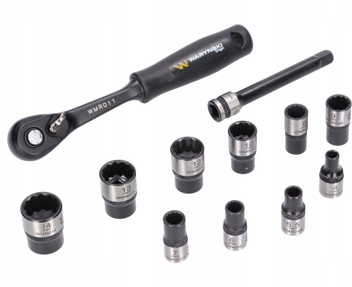 12-delige doppenset 1/4" met verlengstuk 7,5 cm
