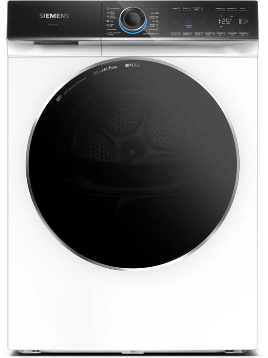 Siemens WR47B2C40, Vrijstaand, Voorbelading, Warmtepomp, Wit, Draaiknop, Touch, Rechts