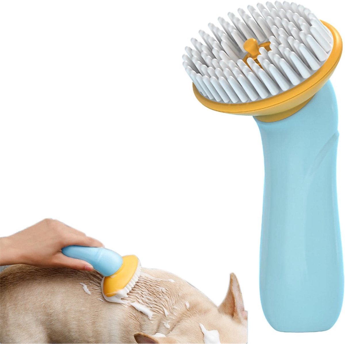 Hondenhaarborstel – badmassageborstel voor honden en katten, huisdiermassageborstels voor haaruitval en -verzorging, dierenborstel-shampoo-dispenser voor lang en kort haar