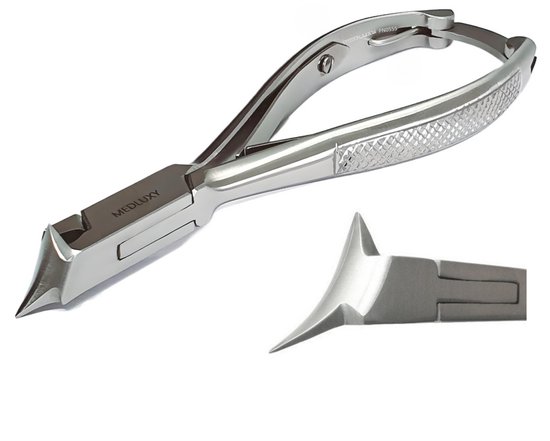 MEDLUXY® - Pince à ongles - Coupe-têtes / Pinces coupantes croisées - Tranchant courbé 20 mm - INOX - Ongles durs, Ongles chaux, Ongles incarnés (Coins) (Pinces têtes, Pinces à ongles, Pinces coupantes croisées - Pinces Pédicure / Manucure) [PN0555 ]
