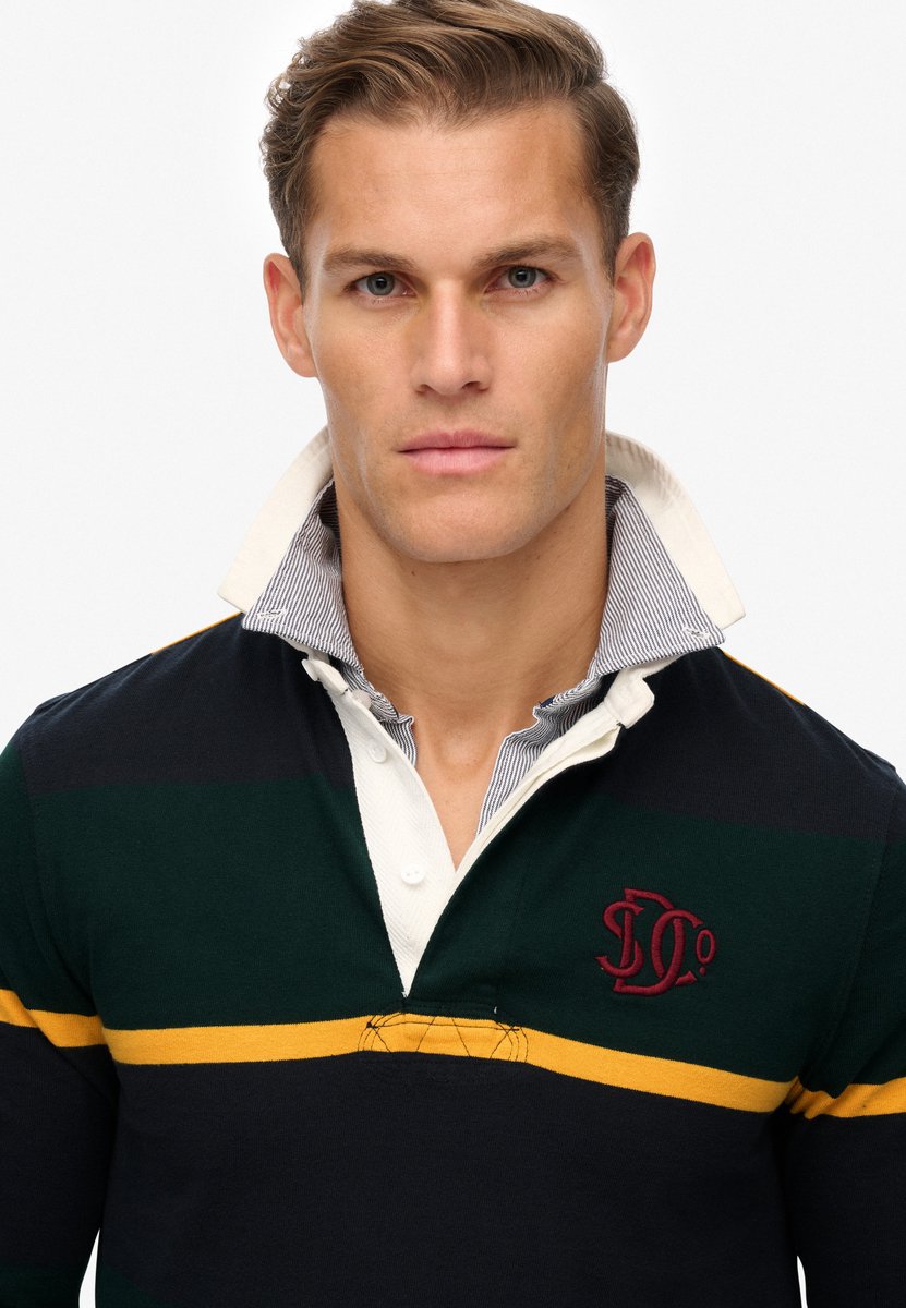 Superdry Vintage Athletic Stripe Rugby Top Heren Tops Groen