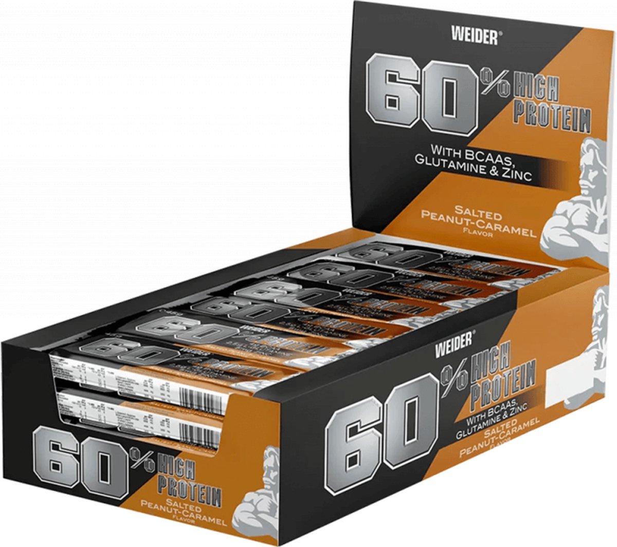 Weider 60% Protein Bar (24x45g) Salted Peanut-Caramel - Repen - Eiwit Repen