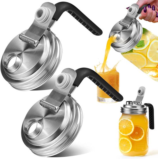 Mason Jar-deksels, 88 Mm Breed, Lekvrij, Luchtdicht, Gemakkelijk Te Gieten, Flip-dop-deksel met Handvat voor Keukenoliesiropen en Andere Voedselopslag Mason Jar-deksels, 88 Mm Breed, Lekvrij, Luchtdicht, Gemakkelijk Te Gieten, Flip-dop-deksel met Handvat voor Keukenoliesiropen en Andere Voedselopslag