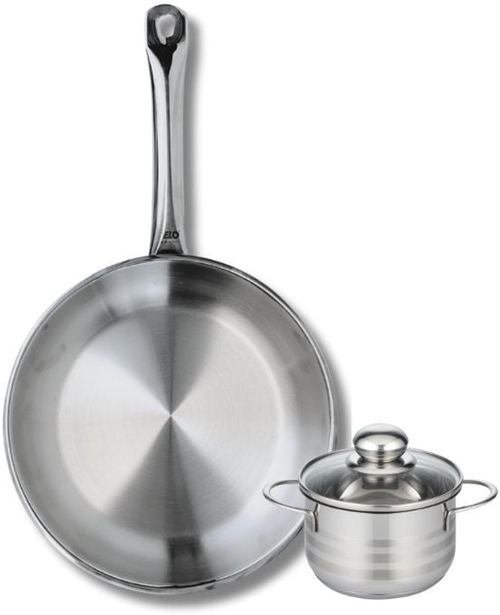 Set van 1 Koekenpan 28 cm en 1 braadpan 12 cm Elo Profi Brillant
