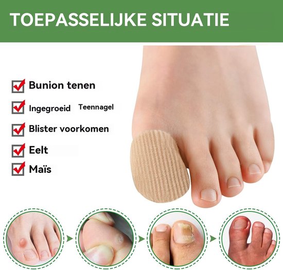 Teenbeschermers - 10 stuks - Gel teenhoezen - Beschermhoezen tegen eelt, blaren & ingegroeide nagels - (8 S maat + 2 M maat) - Herbruikbaar van Merkloos — afbeelding 4