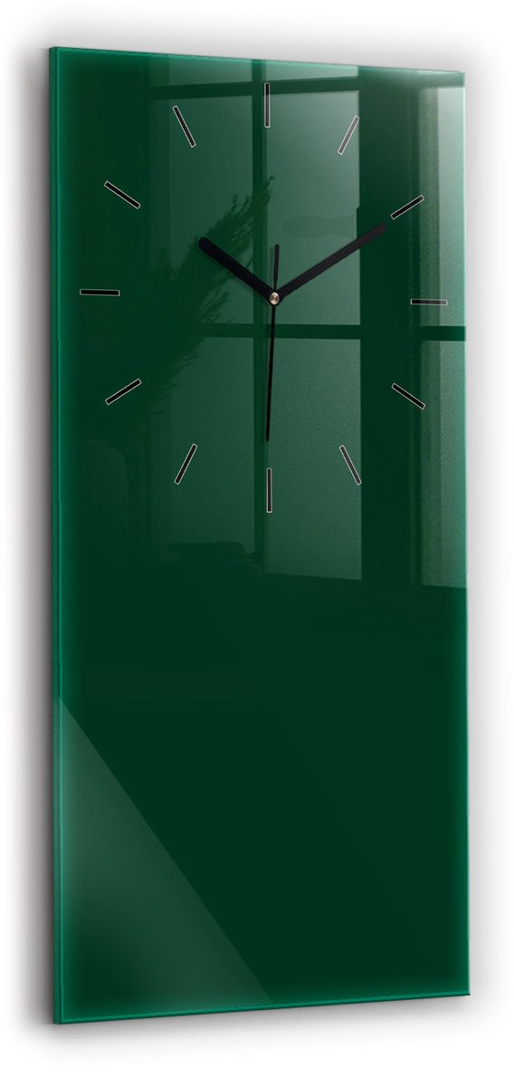 Wallfluent Wandklok - Groente Rechthoekige Glas Klok - 30 cm x 60 cm - Groente Wandklok - Zwarte Handen - Wandklok Zonder Cijfers - Wandklok voor in de Keuken - Rechthoekige Glazen Wandklok - Scandinavisch Wandklok - Glazen Klok Rechthoekige