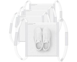 Waszak-waszak schoenen-waszak voor schoenen-4-pack sneaker was- en droognetzakken - Grote schoenen- en kledingtas met rits en klittenbandsluiting - Wasmachinenetzak - Past op de meeste drogerdeuren - Wit - 40 x 40 cm
