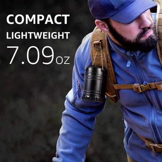 SMH LINE® Camping Lamp - 2 Stuks - Kampeerlamp - Incl. Batterijen - Noodlamp - LED - lantaarn - Kampeerlamp - Tentlamp - Zwart van Merkloos — afbeelding 4