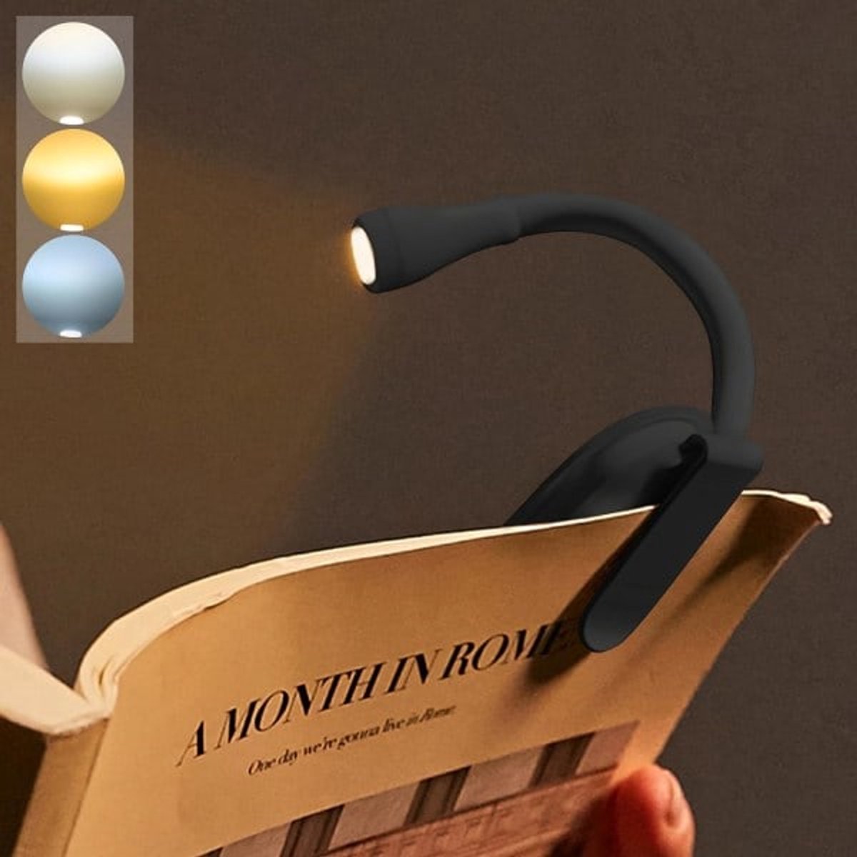 Boeklamp - Oplaadbare leeslamp met clip - Verstelbare helderheid