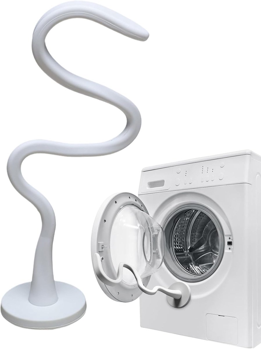 Image of 1 Witte Magnetische Wasmachinedeurhouder - 4,3×43,5 cm - Voorlader Wasmachinedeurhouder - Universele Flexibele Deurstopper - Voorkomt Geurtjes en Schimmel - Siliconen Houder - Buigzaam - Geschikt voor de meeste wasmachines