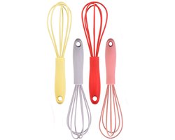 Mini Gardes - 4 stuks - Klopper - Eierklopper - Siliconen whisker - Eierklutser - Slagroomklopper - Melkopschuimer - Keukengerei - Handklopper - Handmatig - Deegmenger - Bakgerei - Voor Bloem Cake Eier - 16.8cm