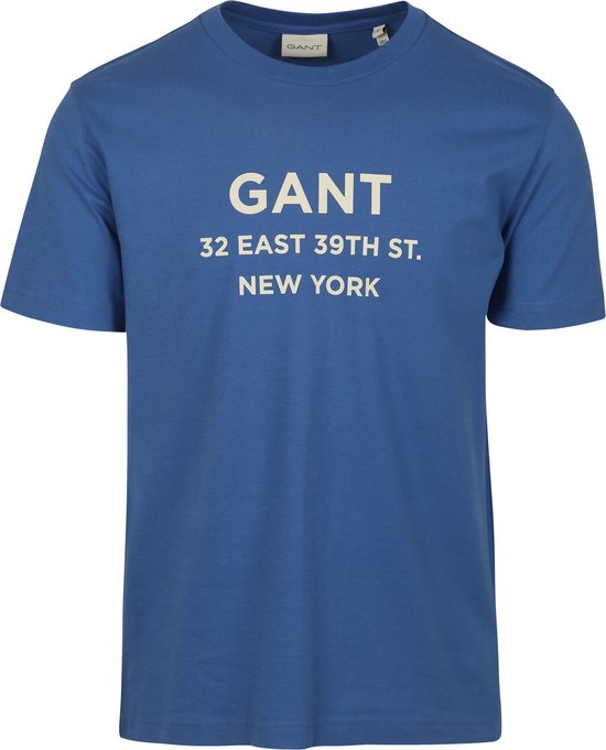 T-shirt Gant Graphic Logo Rich Blauw - Taille M - Homme - T-shirts imprimés