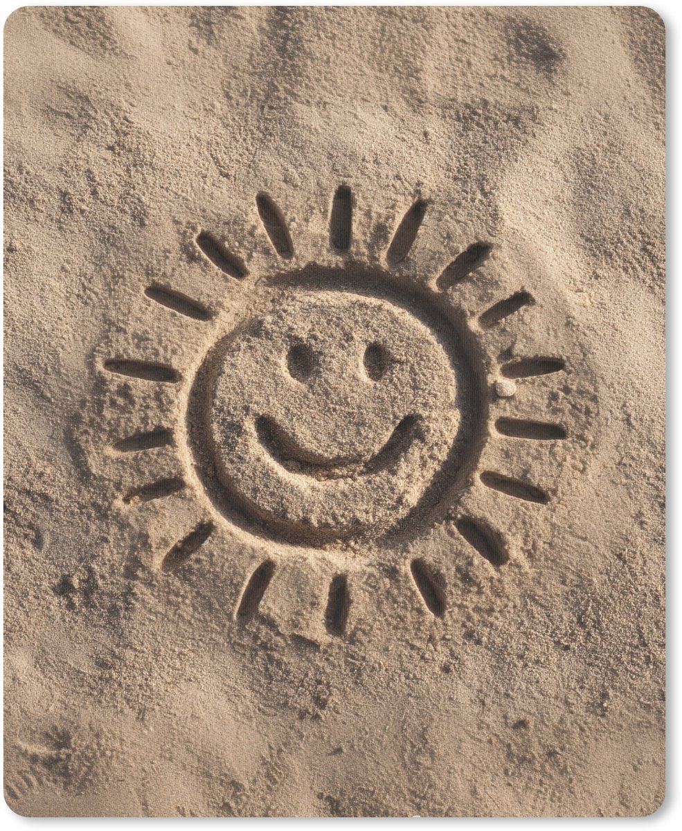 Muismat 19x23 cm - Mousepad Gezichtje - Zon - Zand - Getekend - Muismatten