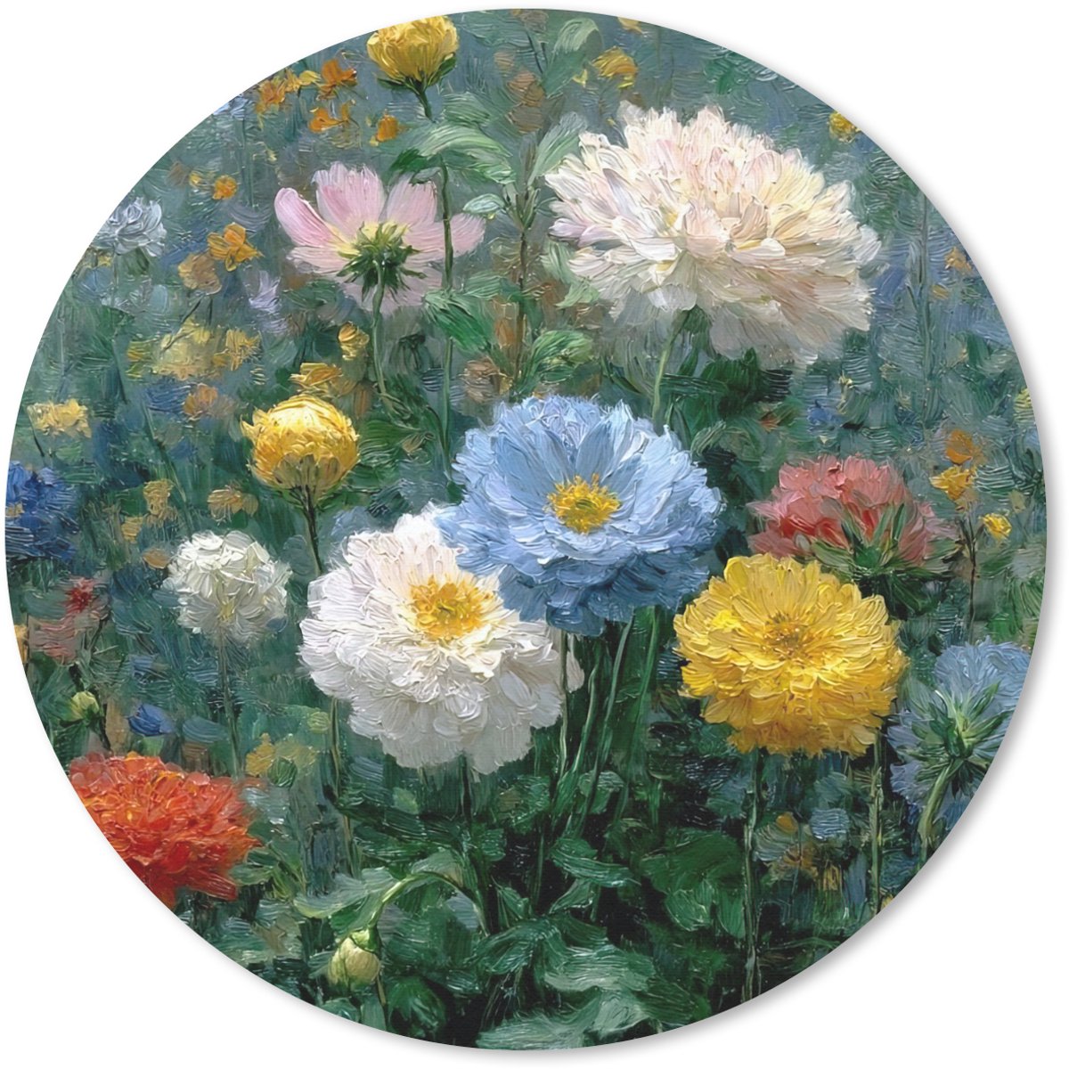 Muismat rond 20x20 cm - Mousepad Close-up - Veld - Bloemen - Kleurrijk - Ronde muismatten