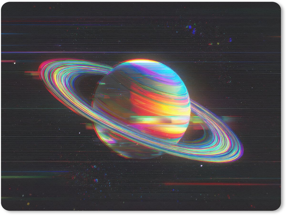 Muismat 23x19 cm - Mousepad Planeet - Cirkel - Kleurrijk - Muismatten