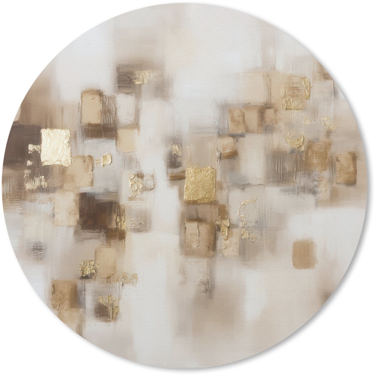 Muismat rond 30x30 cm - Mousepad Abstracte vierkanten - Aardetonen - Mistig - Ronde muismatten