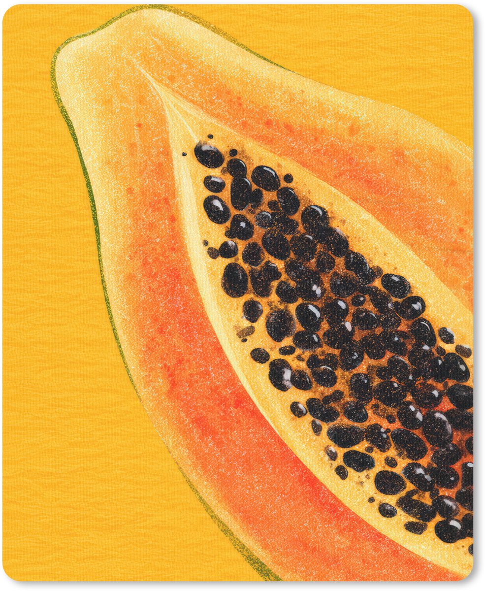 Muismat 19x23 cm - Mousepad Papaja - Oranje - Topisch - Muismatten