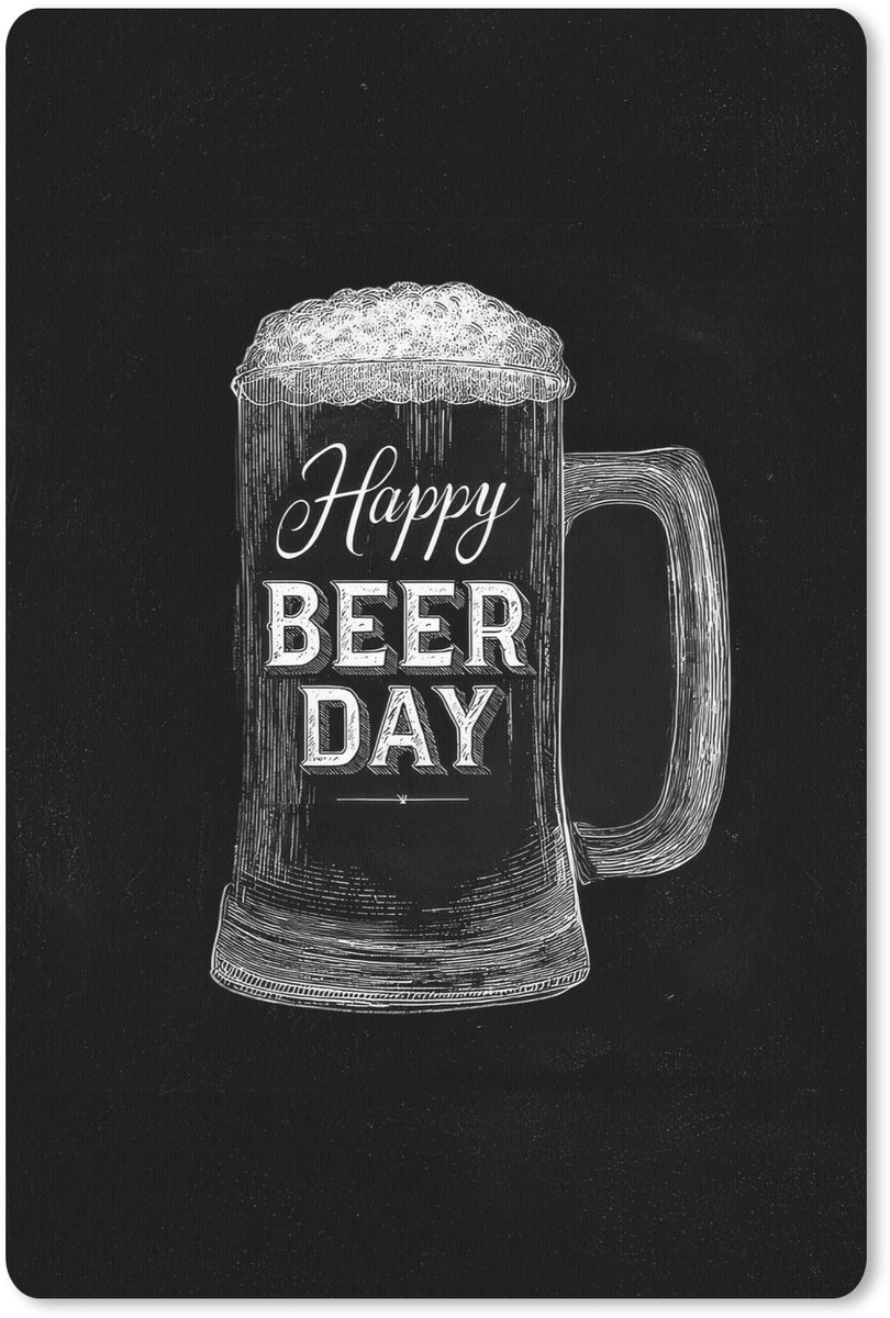Muismat 18x27 cm - Mousepad Bierpul - Witte krijtletters - Happy beer day - Muismatten