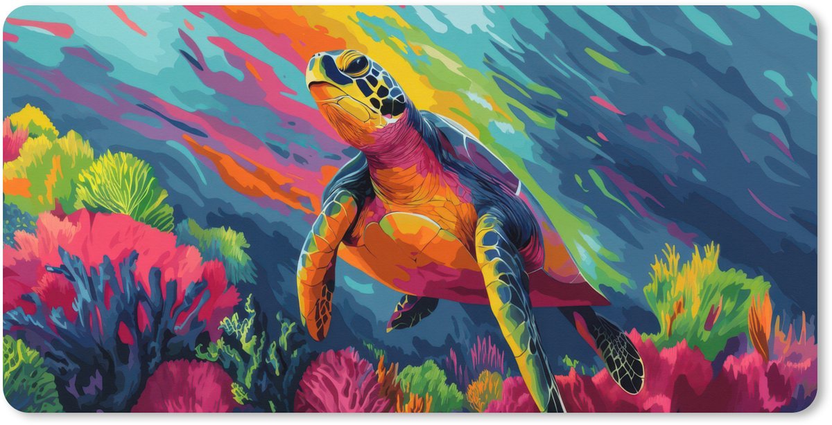 Muismat XXL 80x40 cm - Bureau onderlegger - Bureau mat Koraal - Schildpad - Abstract - Water - Bureaumat - Gaming mousepad xl - Bureaulegger groot - Computer deskmat