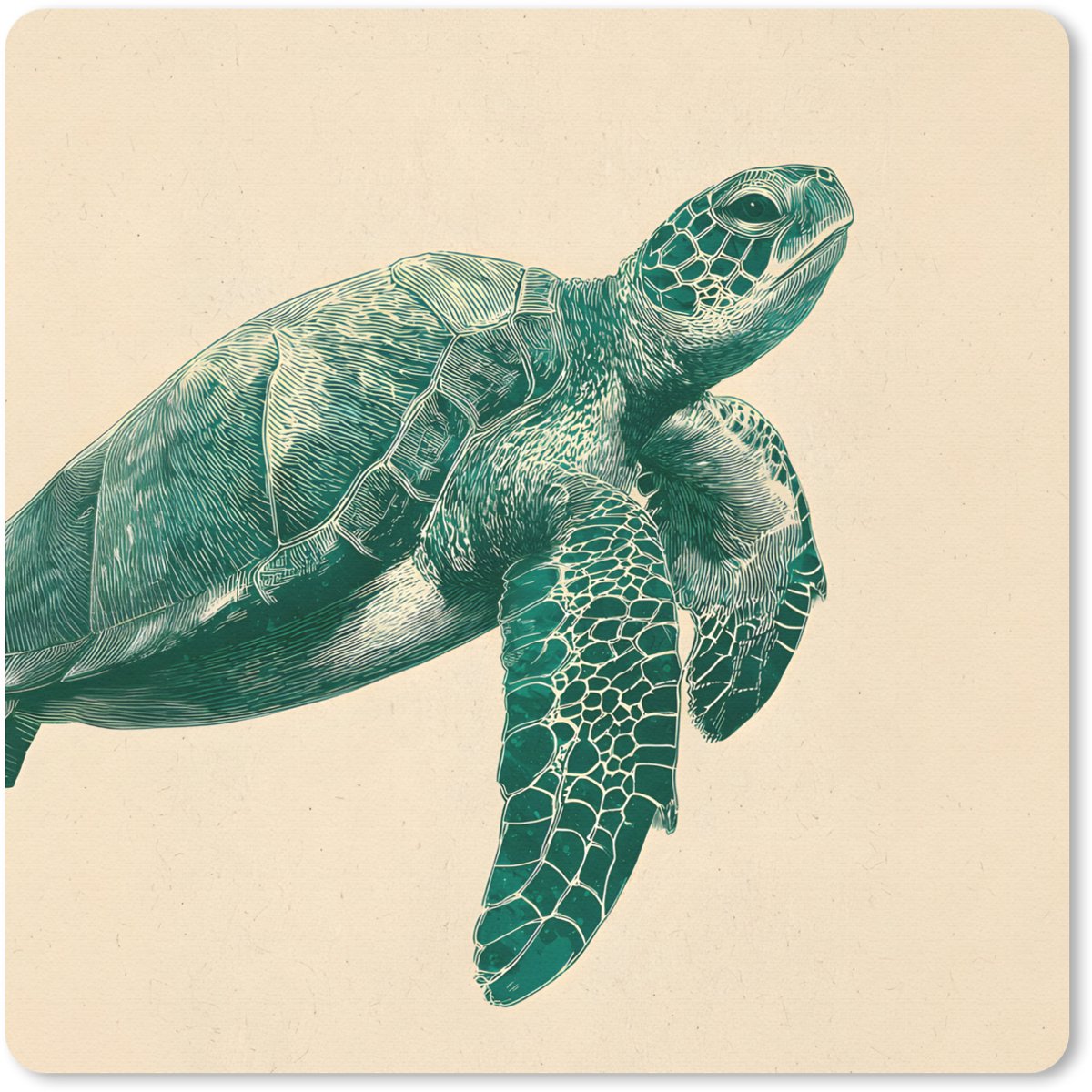 Muismat 20x20 cm - Mousepad Schildpad - Sierlijk - Groen - Schild - Muismatten