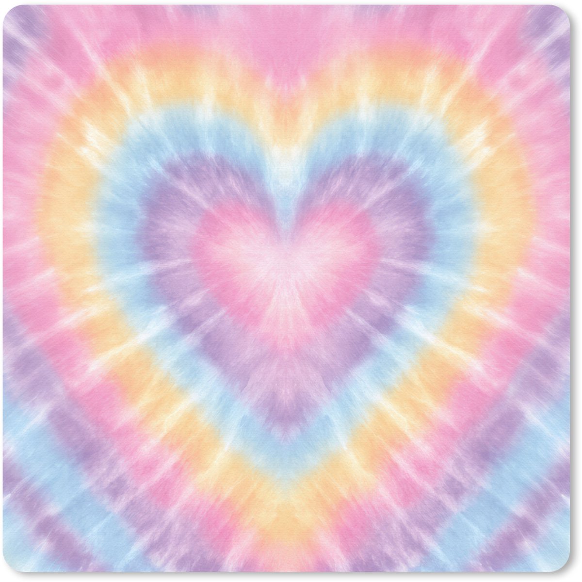 Muismat 20x20 cm - Mousepad Hartvorm - Pastelkleuren - Tie Dye - Muismatten