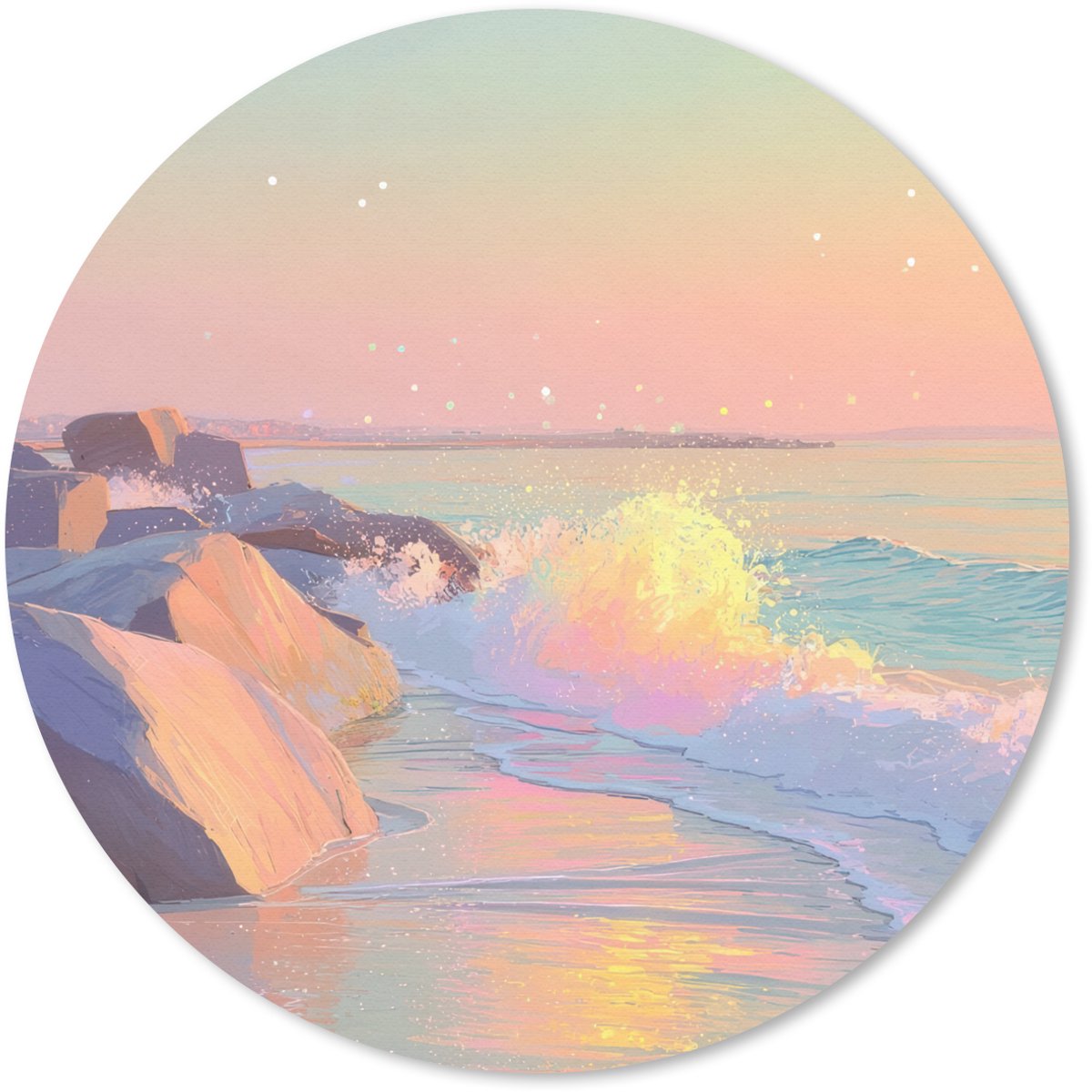 Muismat rond 40x40 cm - Mousepad Zomerlicht - Strand - Fonkelende accenten - Ronde muismatten