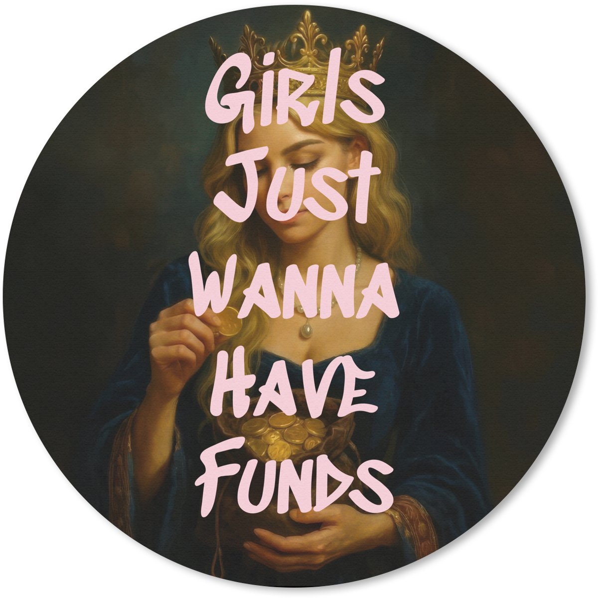 Muismat rond 50x50 cm - Mousepad Kroon - Vrouw - Jurk - Opvallend - Ronde muismatten