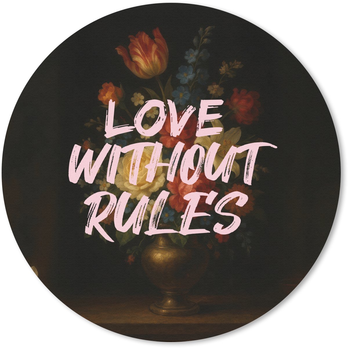 Muismat rond 20x20 cm - Mousepad Liefde - Modern - Bloemen - Ronde muismatten